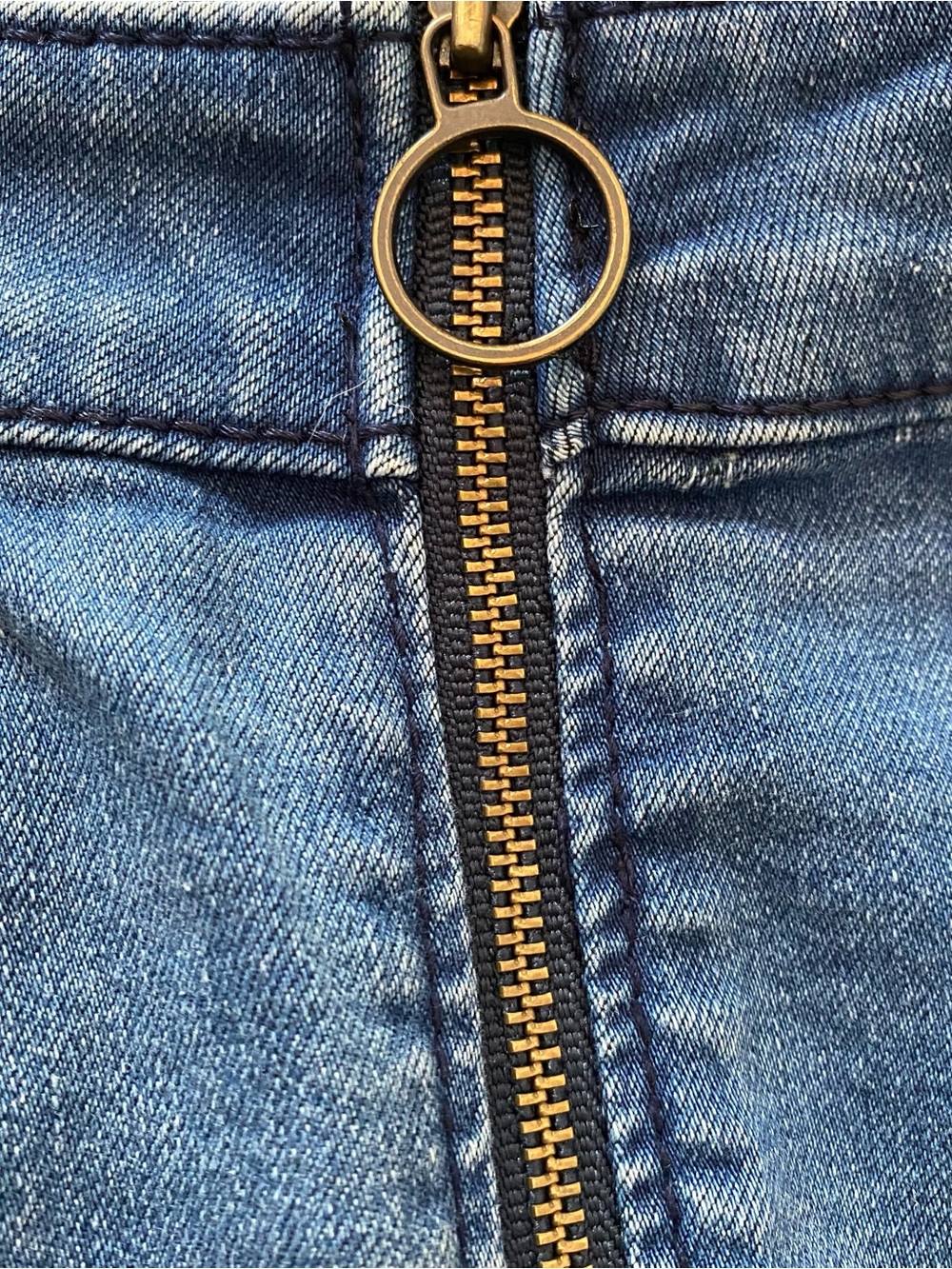 Zipper Denim Pencil Skirt (Sears) Roebuck & Co Light Distressing Western Cowgirl